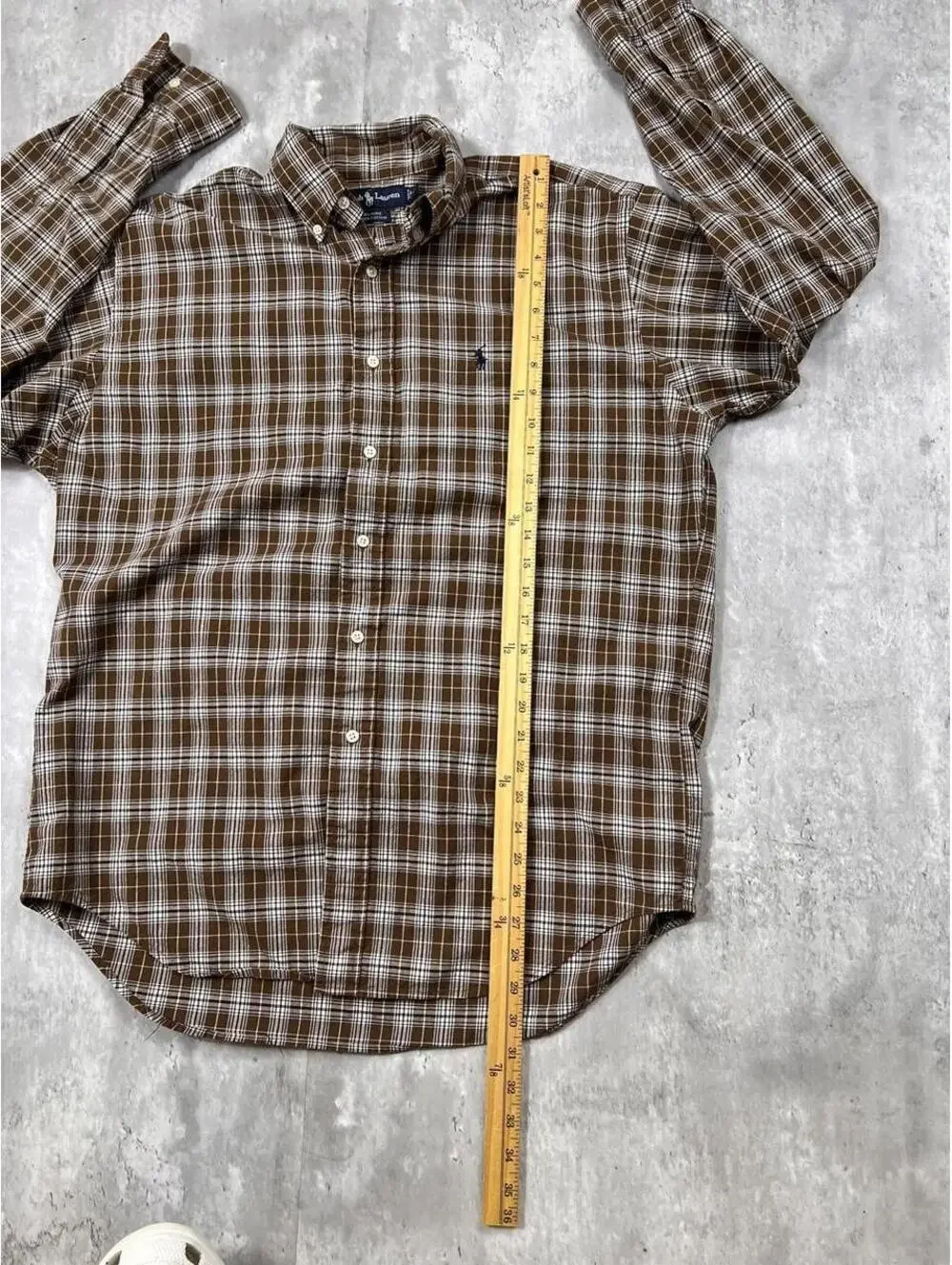 Plaid Button Up Shirt Brown Ralph Lauren Blaire Oxford Preppy Quiet Luxury